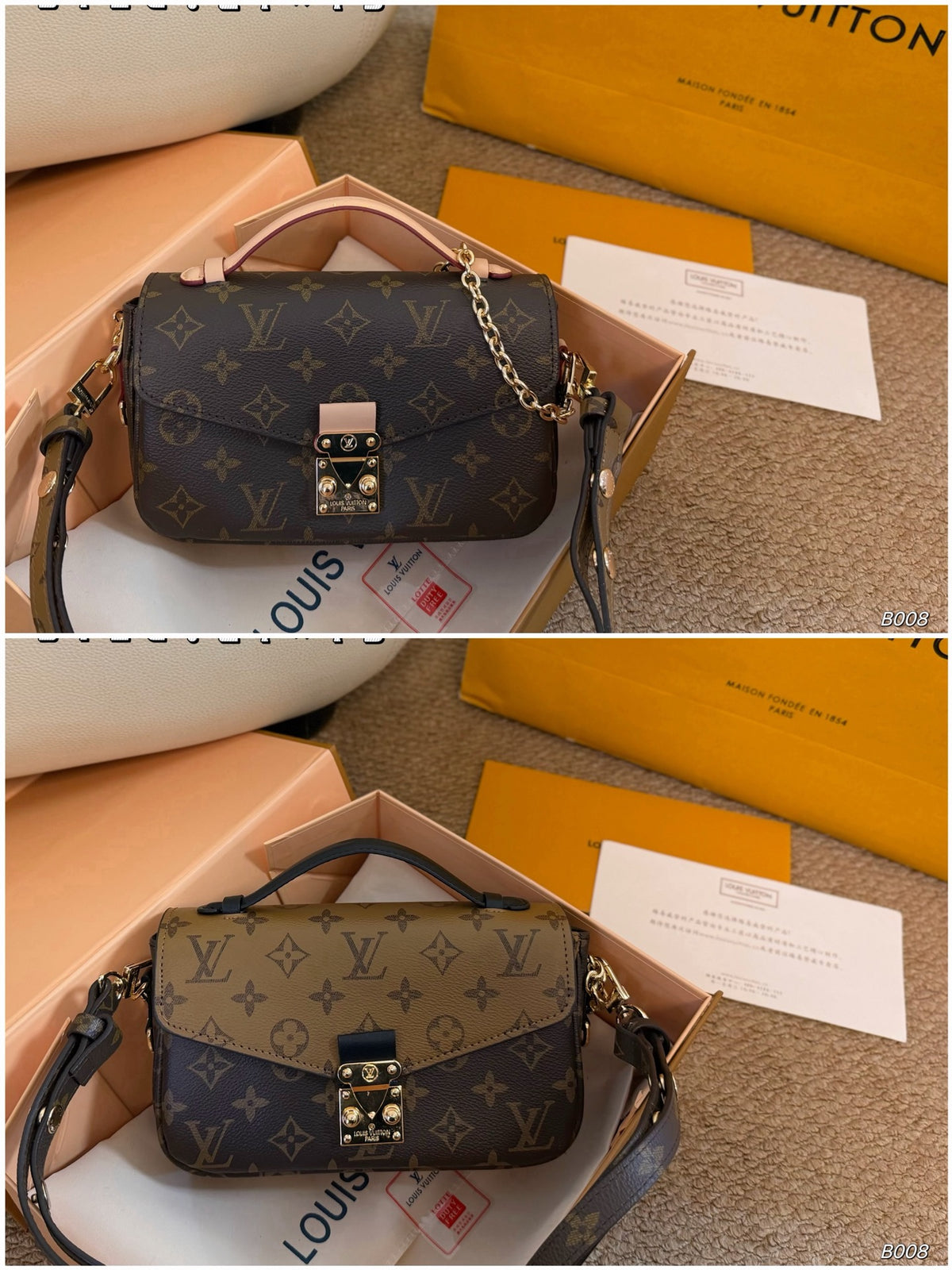 Monogram Mini Messenger Bag with Chain Strap — view 3