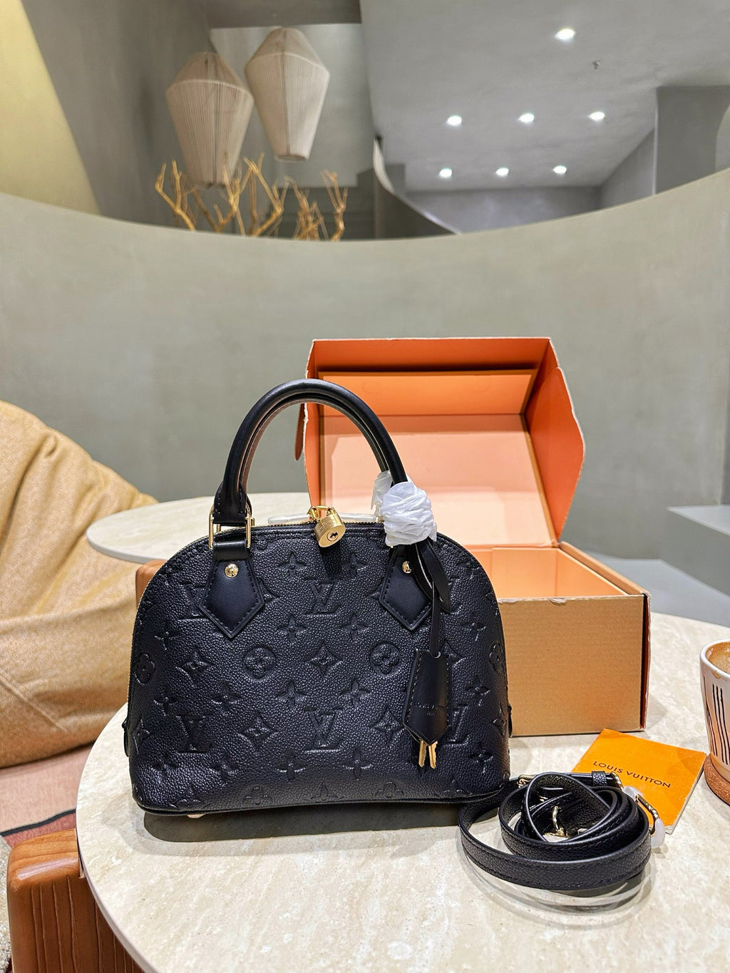 Black Embossed Dome Satchel — view 2