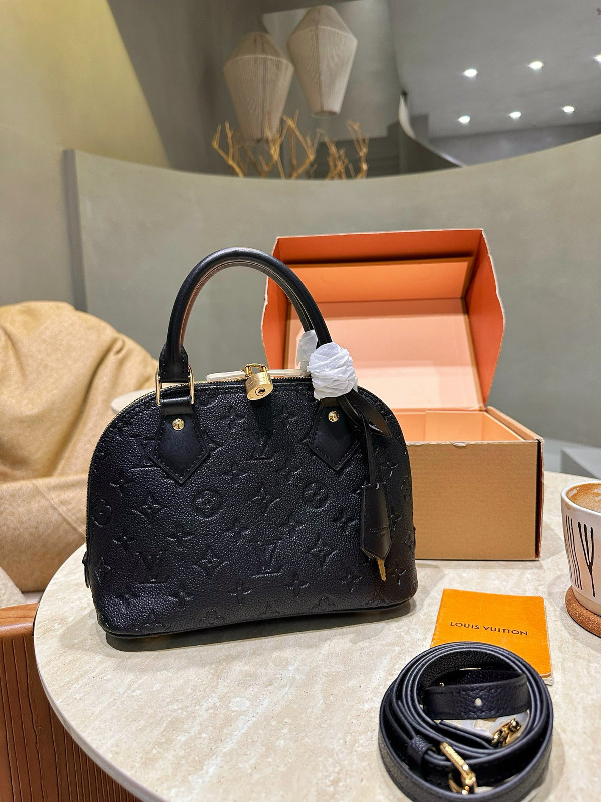 Black Embossed Dome Satchel — view 4