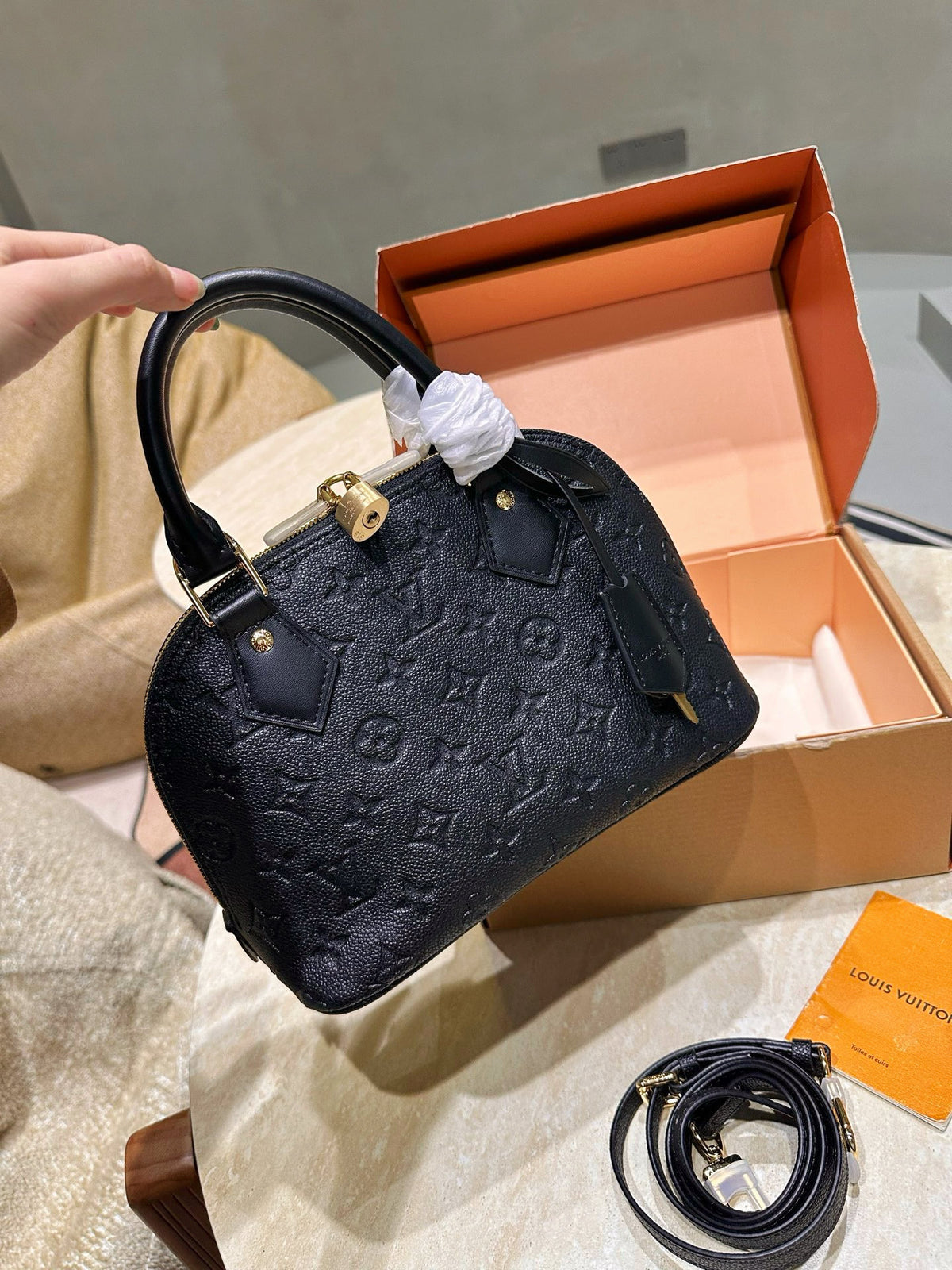 Black Embossed Dome Satchel — view 5