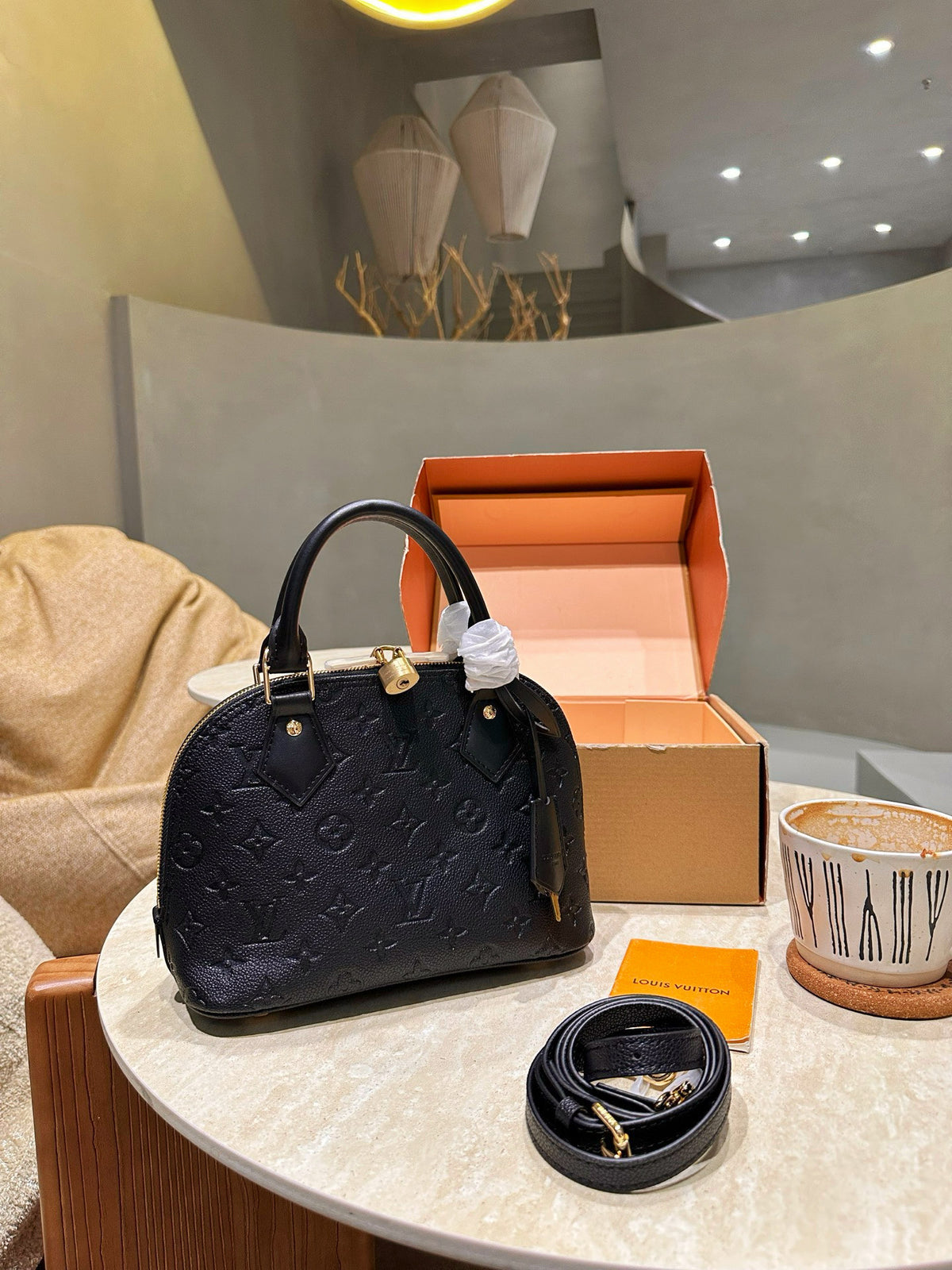 Black Embossed Dome Satchel — view 6