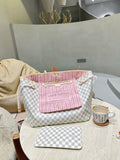 White Check Large Tote with Pouch — view 9