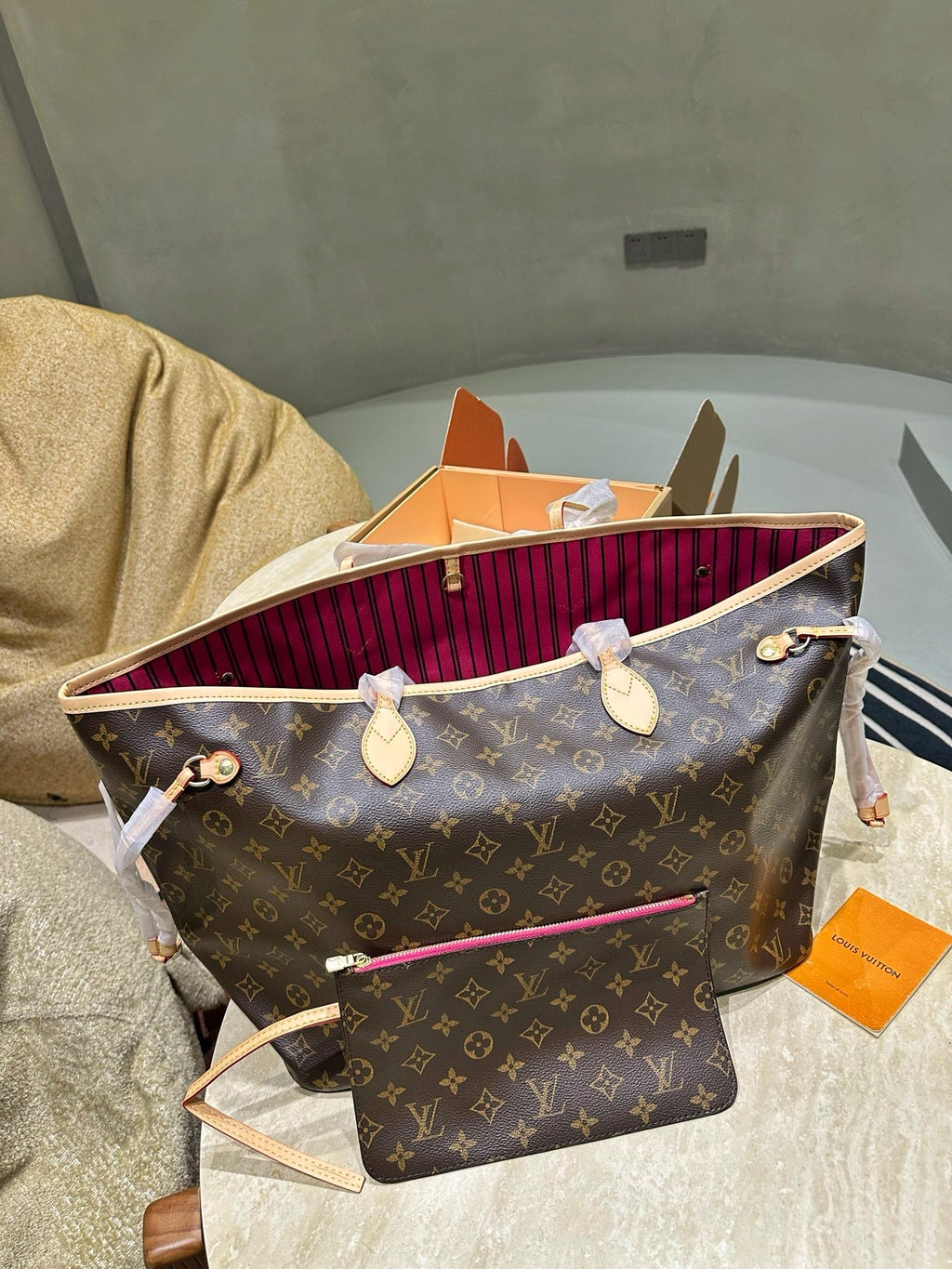 Brown Monogram Large Tote with Pouch — view 2