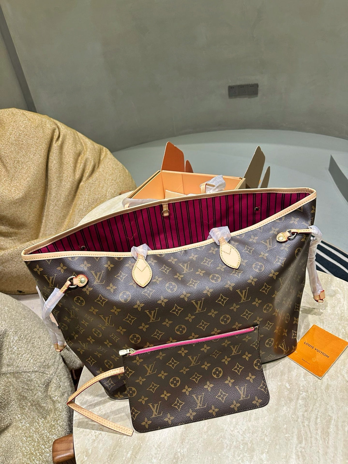 Brown Monogram Large Tote with Pouch — view 2
