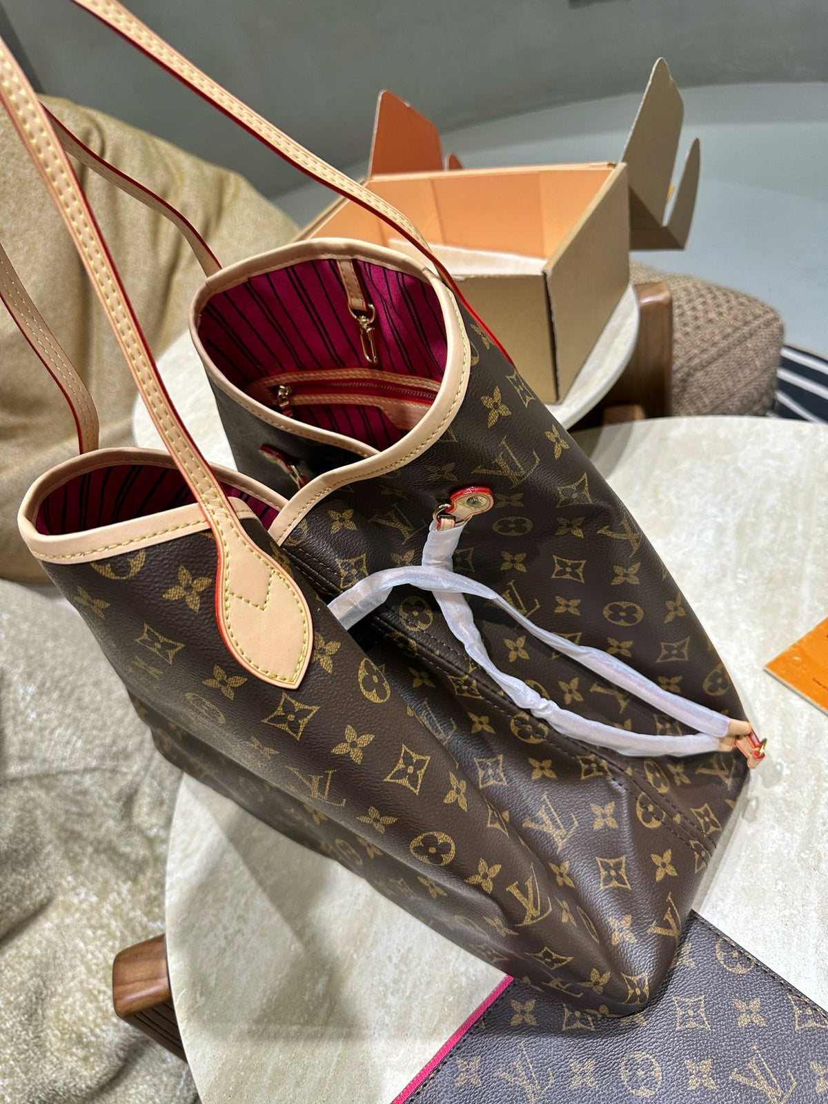Brown Monogram Large Tote with Pouch — view 4