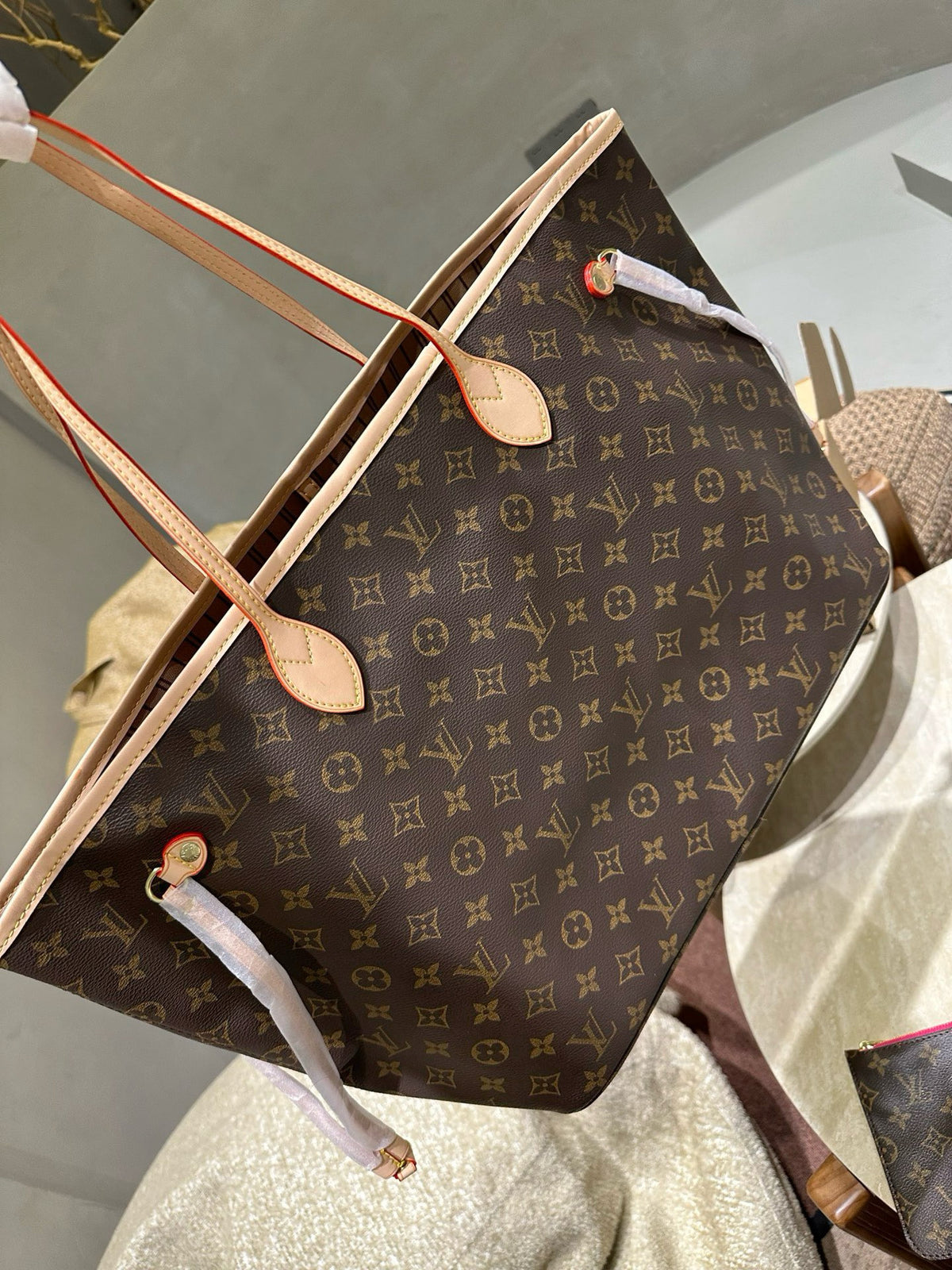 Brown Monogram Large Tote with Pouch — view 9