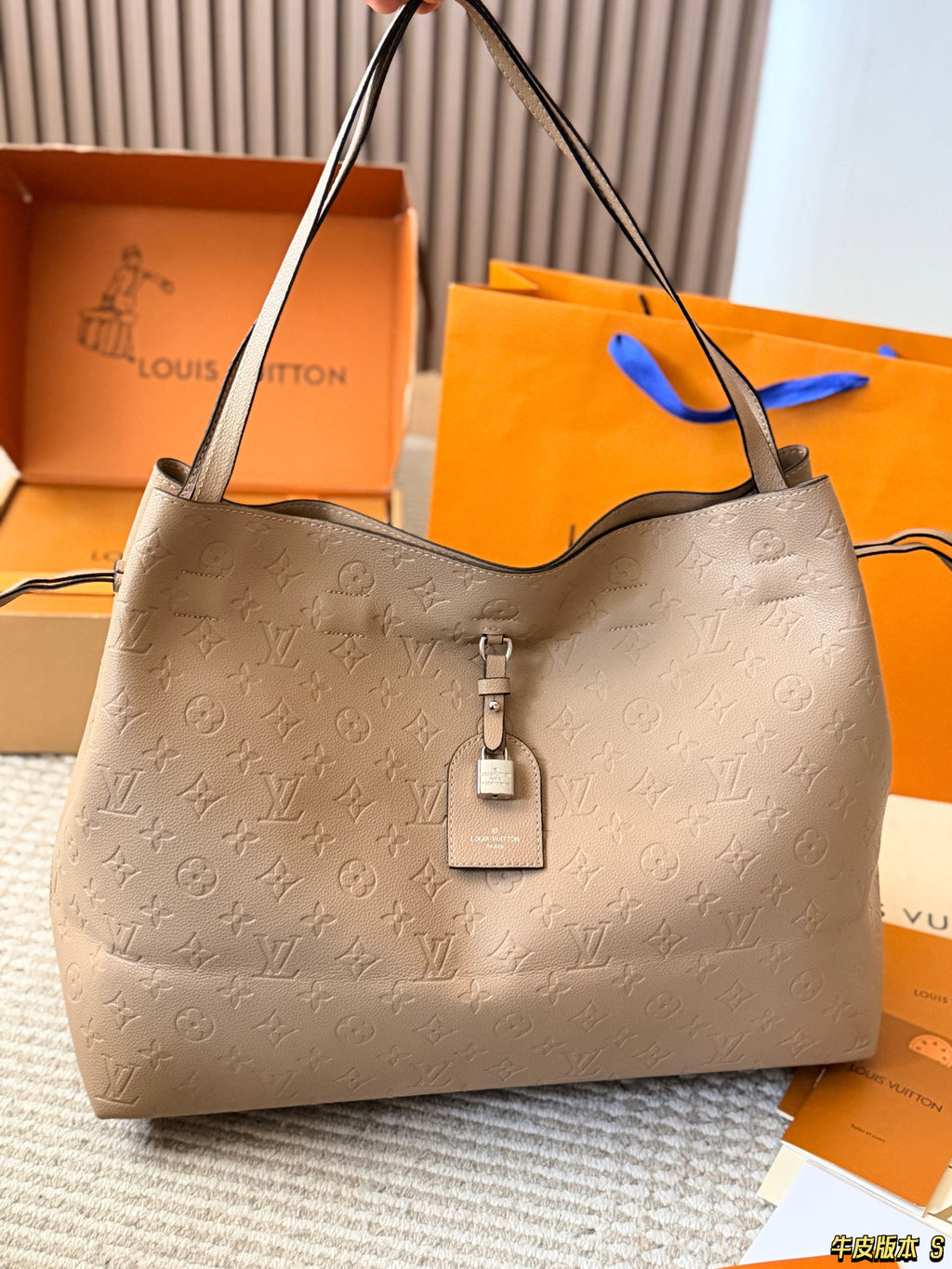 Embossed Leather Shoulder Tote — view 1