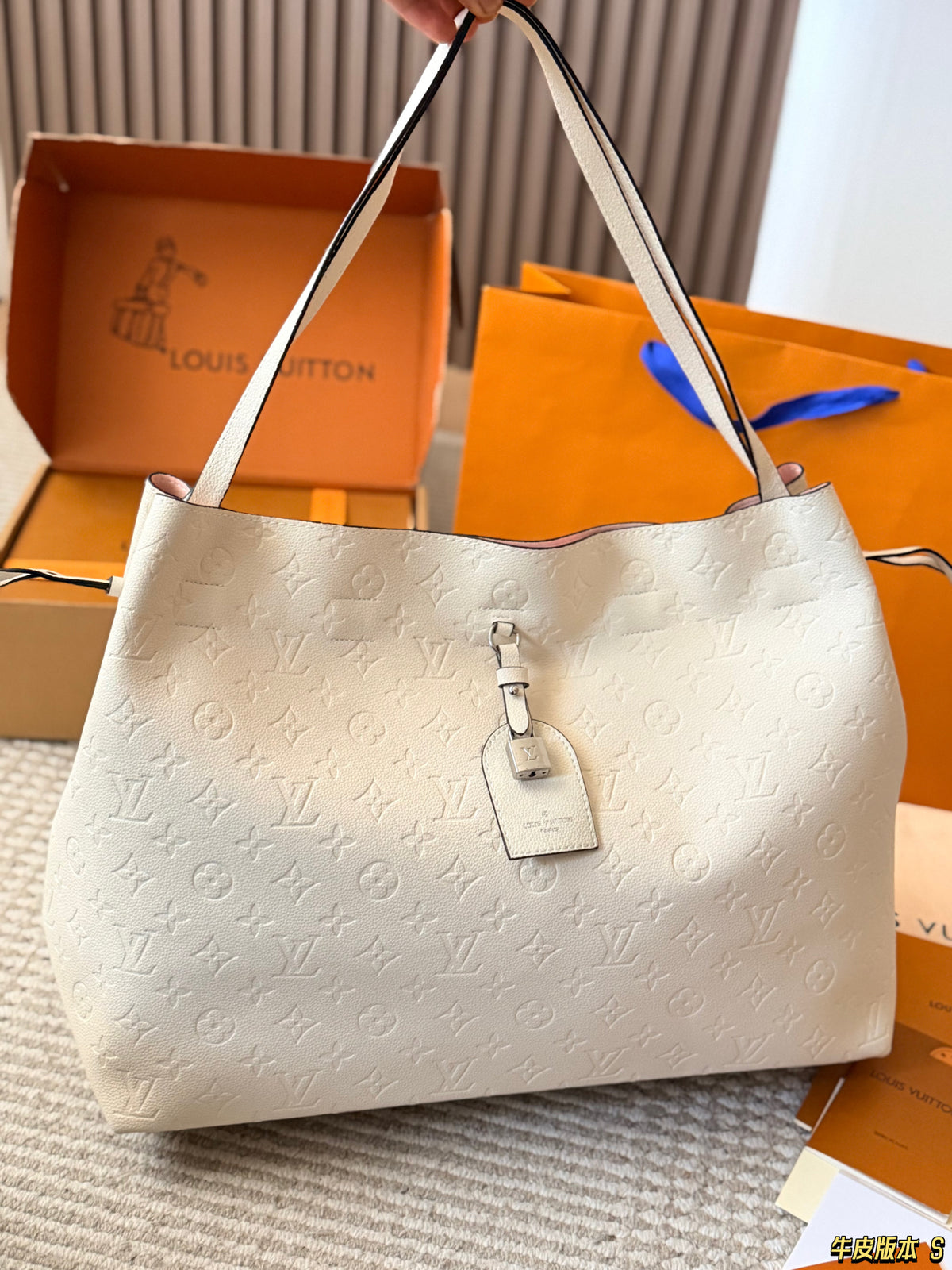 Embossed Leather Shoulder Tote — view 2