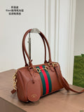 Striped Barrel Satchel with Long Handles — view 3