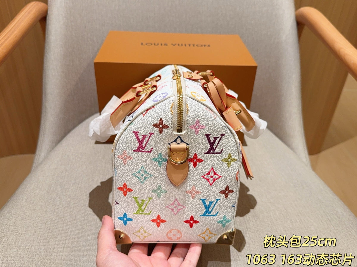 White Multicolor Monogram Barrel Satchel — view 1