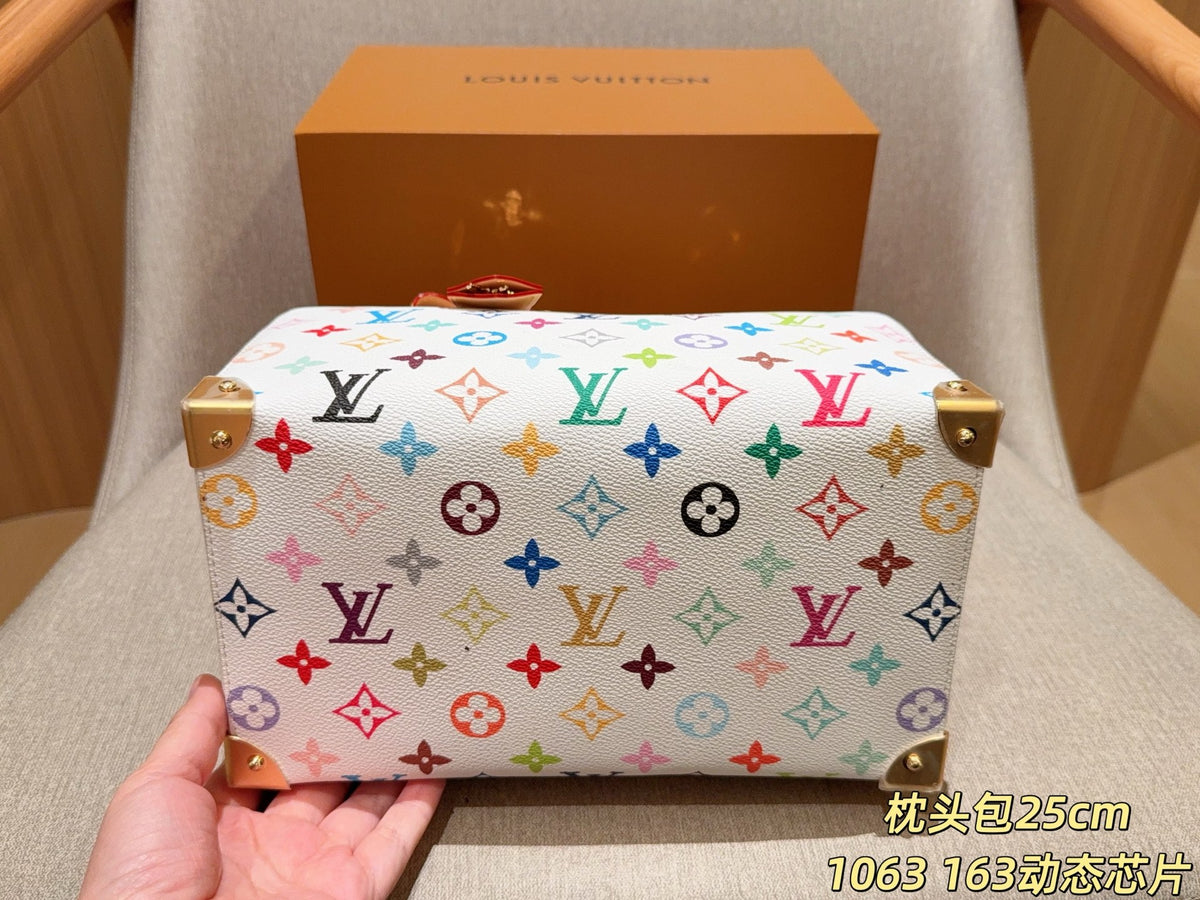 White Multicolor Monogram Barrel Satchel — view 2