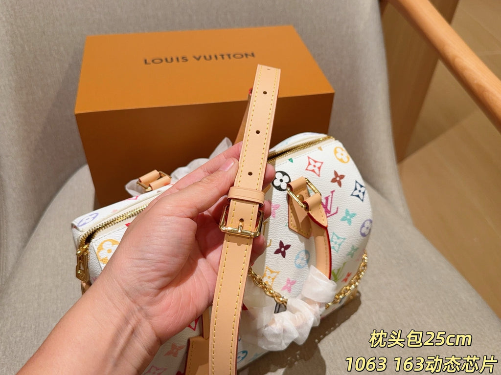 White Multicolor Monogram Barrel Satchel — view 6
