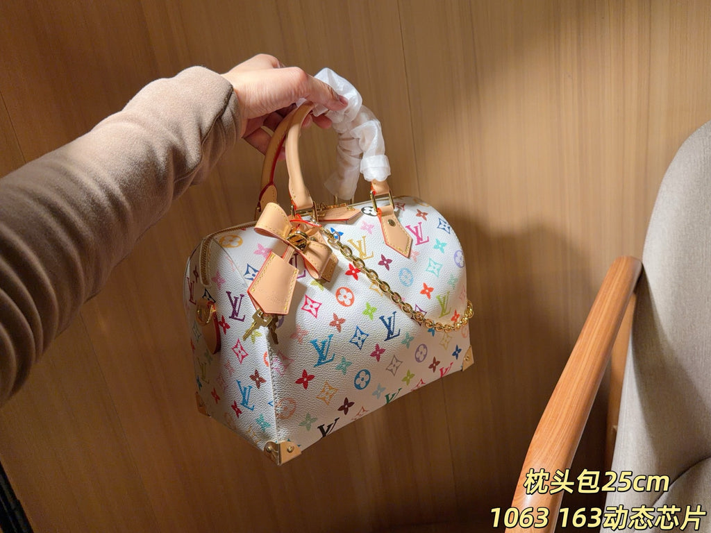 White Multicolor Monogram Barrel Satchel — view 9