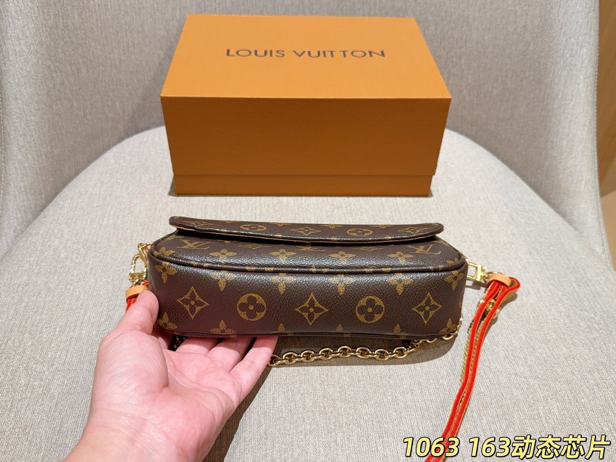 Monogram Flap Shoulder Bag with Chain Detail — view 2
