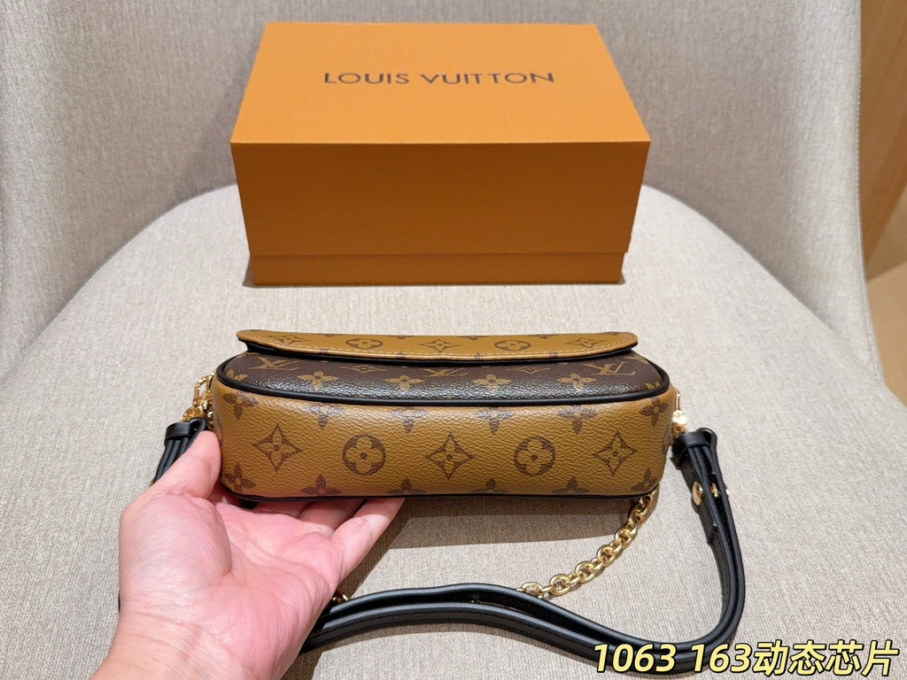 Monogram Flap Shoulder Bag with Chain Detail — view 6