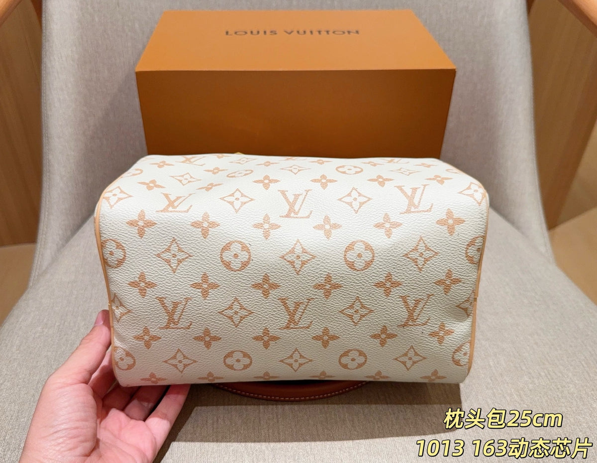 Cream Monogram Barrel Satchel — view 1