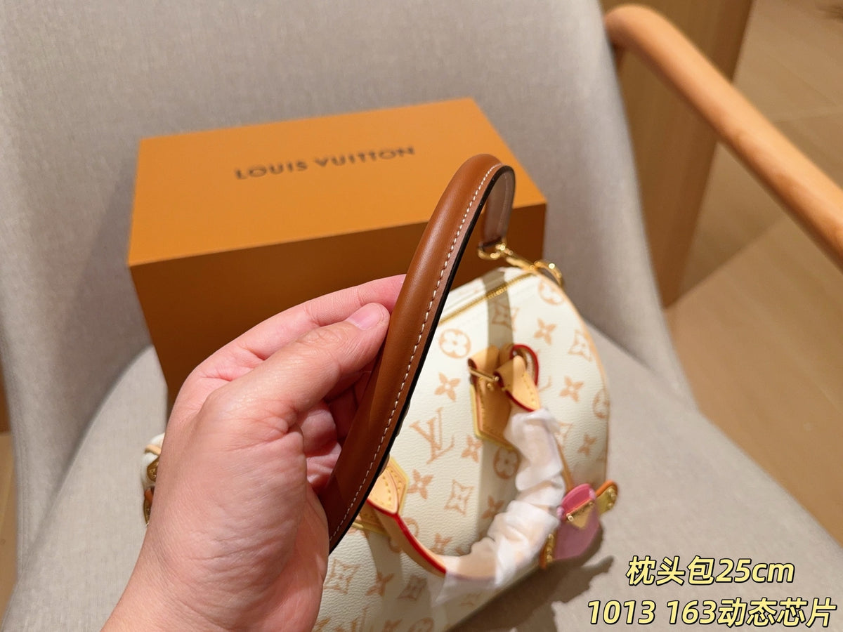 Cream Monogram Barrel Satchel — view 7