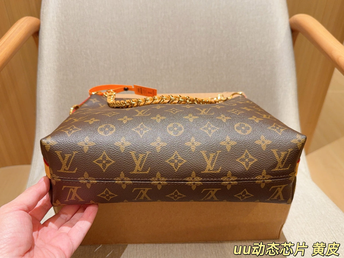 Monogram Slouchy Shoulder Bag with Chain — view 7