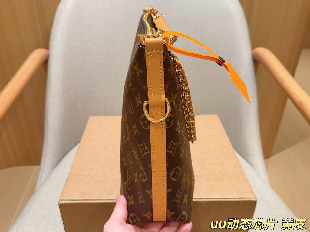 Monogram Slouchy Shoulder Bag with Chain — view 8