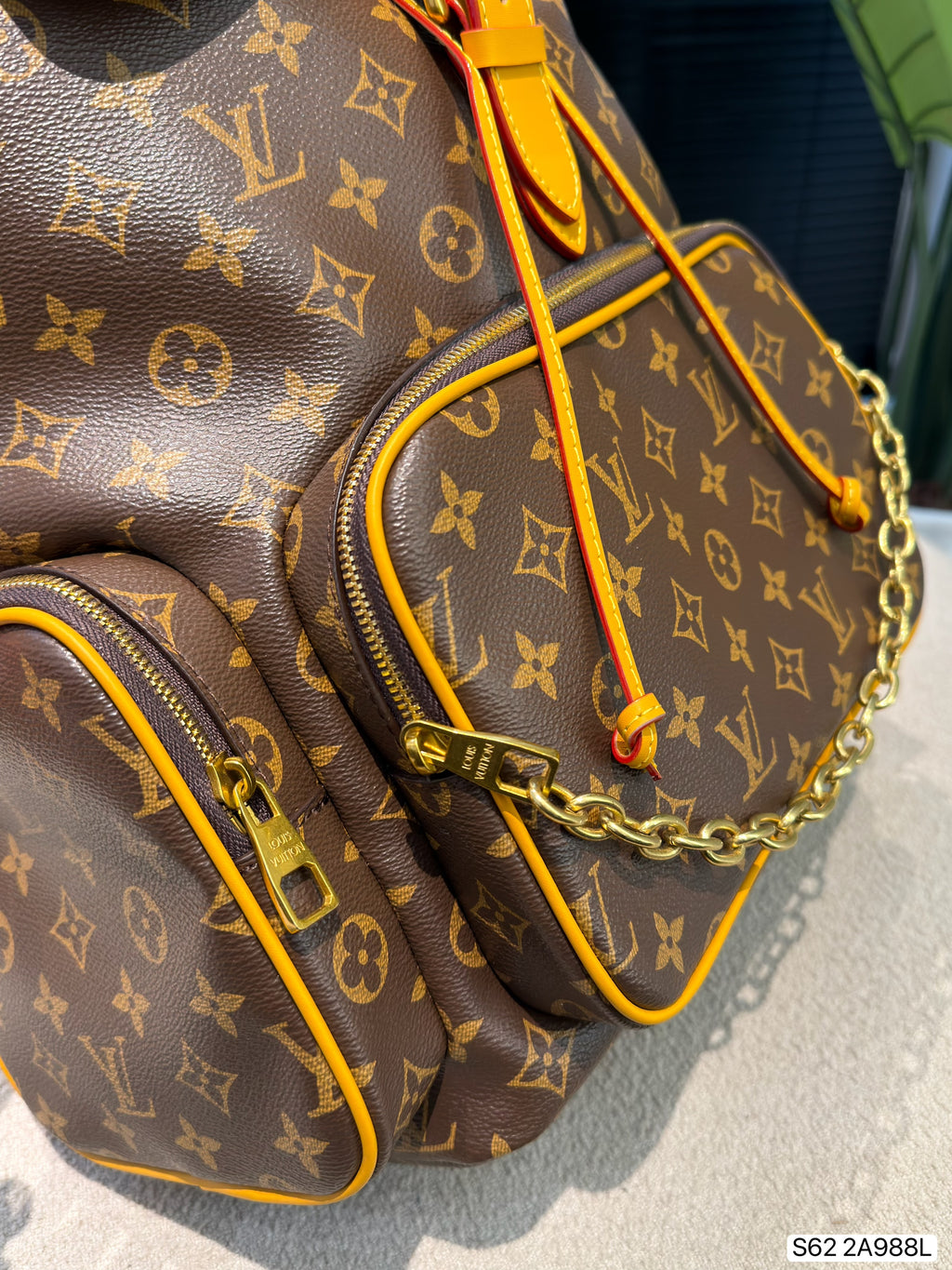 Monogram Backpack with Yellow Flap — view 3