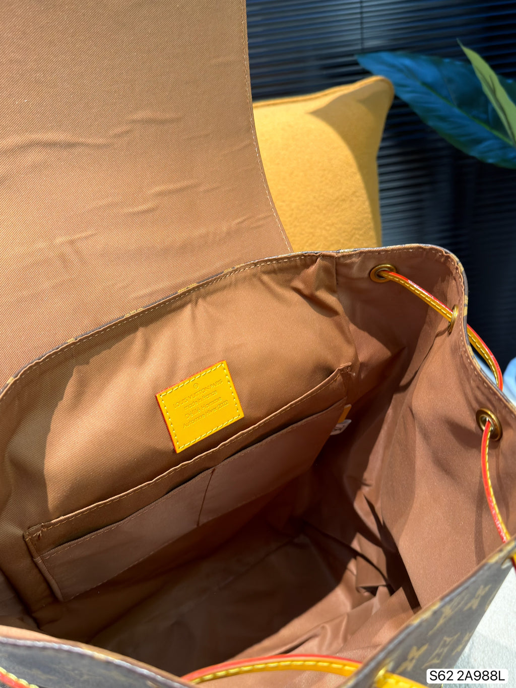 Monogram Backpack with Yellow Flap — view 5