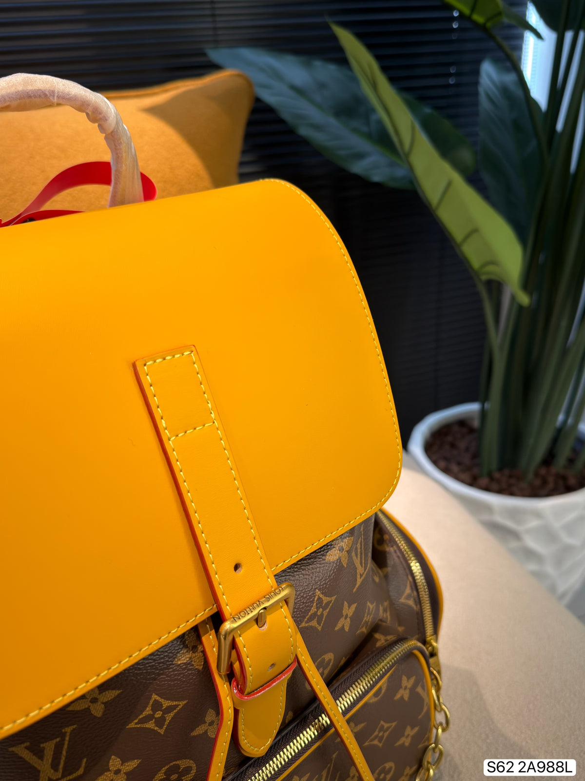 Monogram Backpack with Yellow Flap — view 9