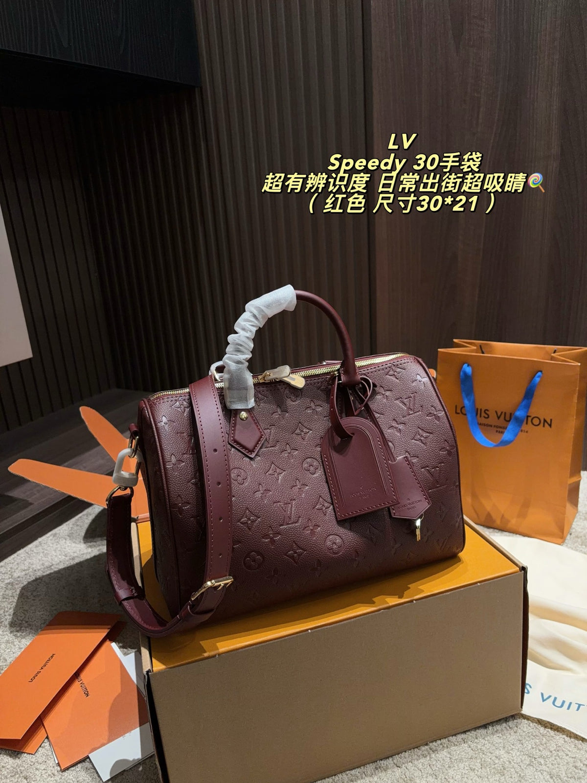 Embossed Monogram Top-Handle Barrel Bag — view 10