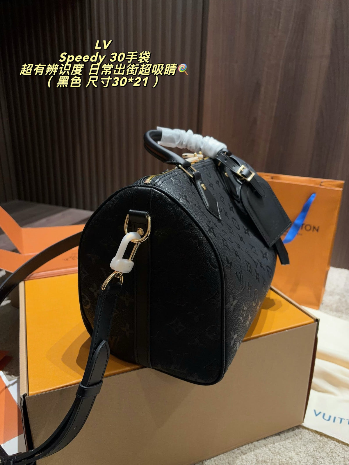 Embossed Monogram Top-Handle Barrel Bag — view 5