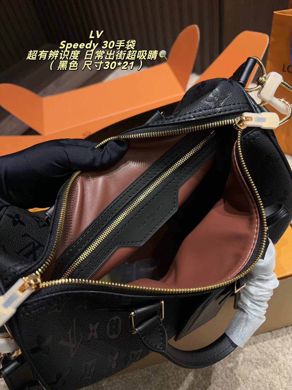 Embossed Monogram Top-Handle Barrel Bag — view 9