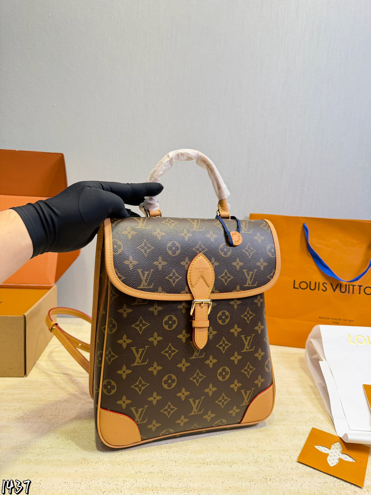 Monogram Top-Handle Flap Backpack — view 4