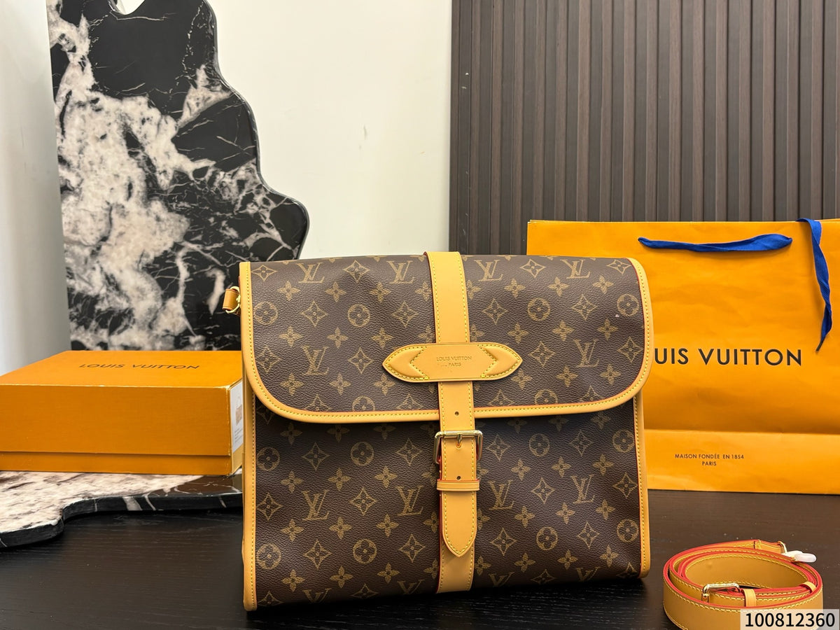 Monogram Buckle-Flap Messenger Bag — view 8