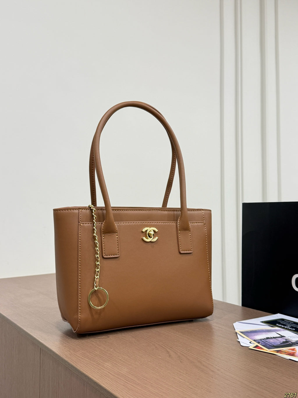 Structured Mini Tote with Chain Charm — view 6