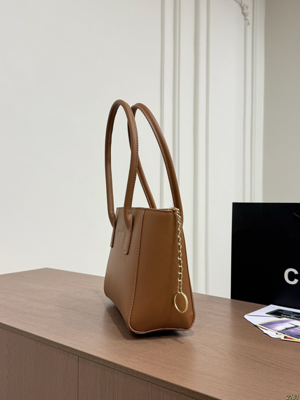 Structured Mini Tote with Chain Charm — view 7