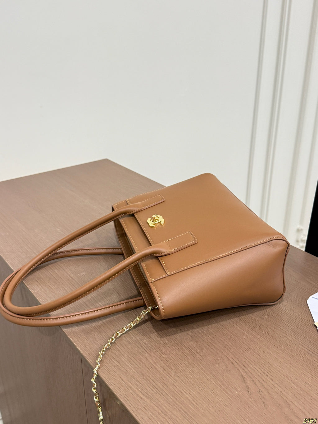 Structured Mini Tote with Chain Charm — view 8