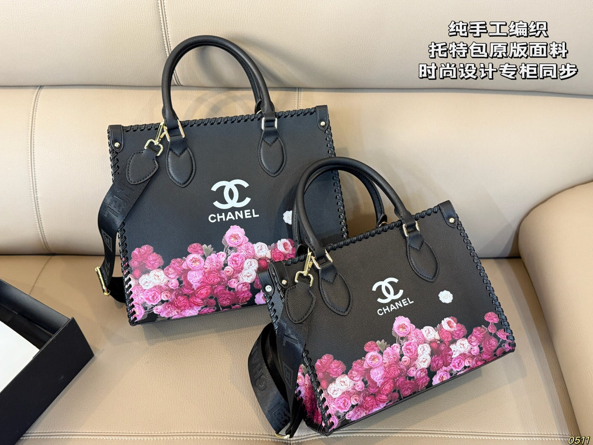 Rose-Print Tote with Detachable Strap — view 1
