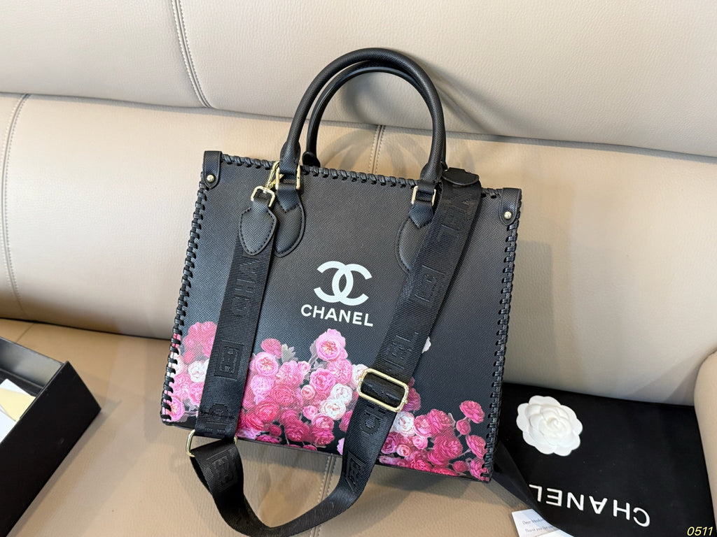 Rose-Print Tote with Detachable Strap — view 3
