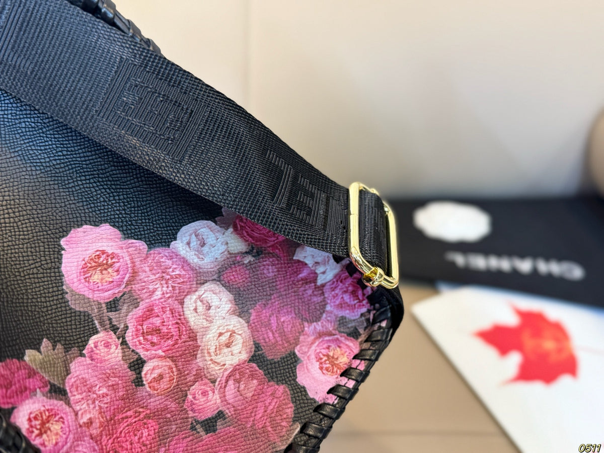 Rose-Print Tote with Detachable Strap — view 5