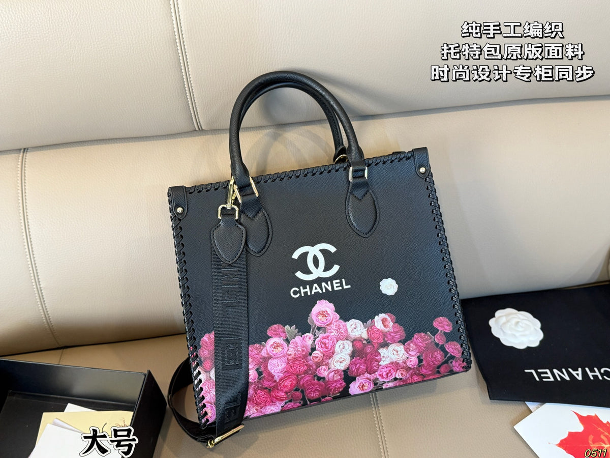 Rose-Print Tote with Detachable Strap — view 6
