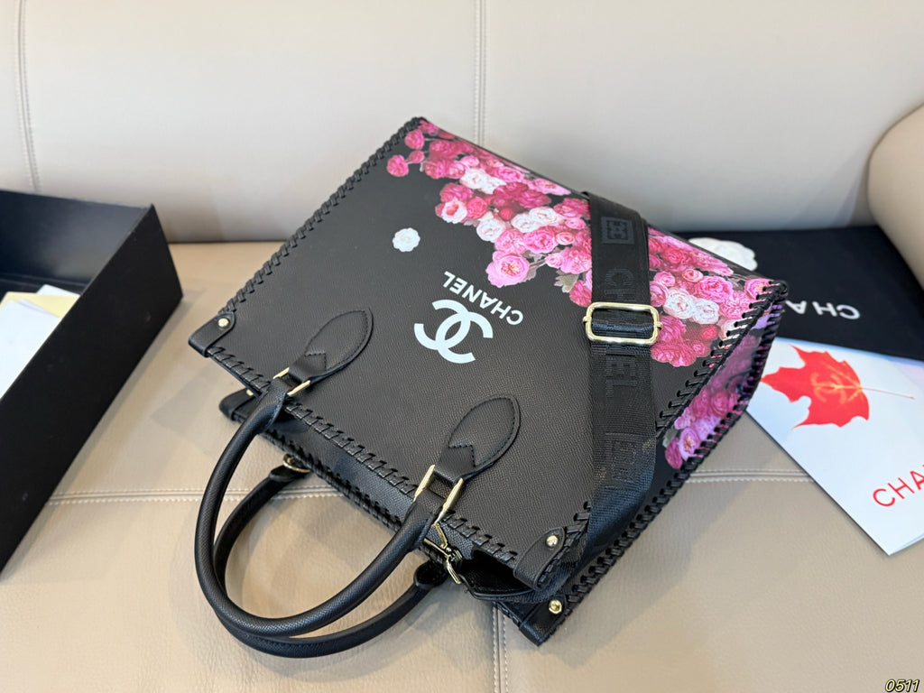 Rose-Print Tote with Detachable Strap — view 9