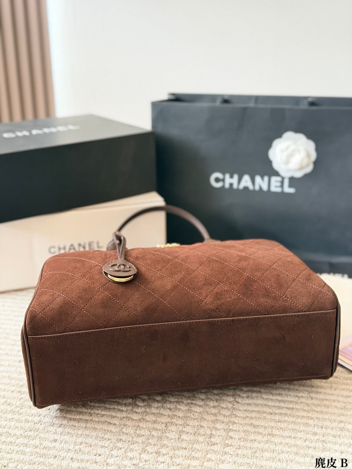 Quilted Suede Bowling Bag — view 1
