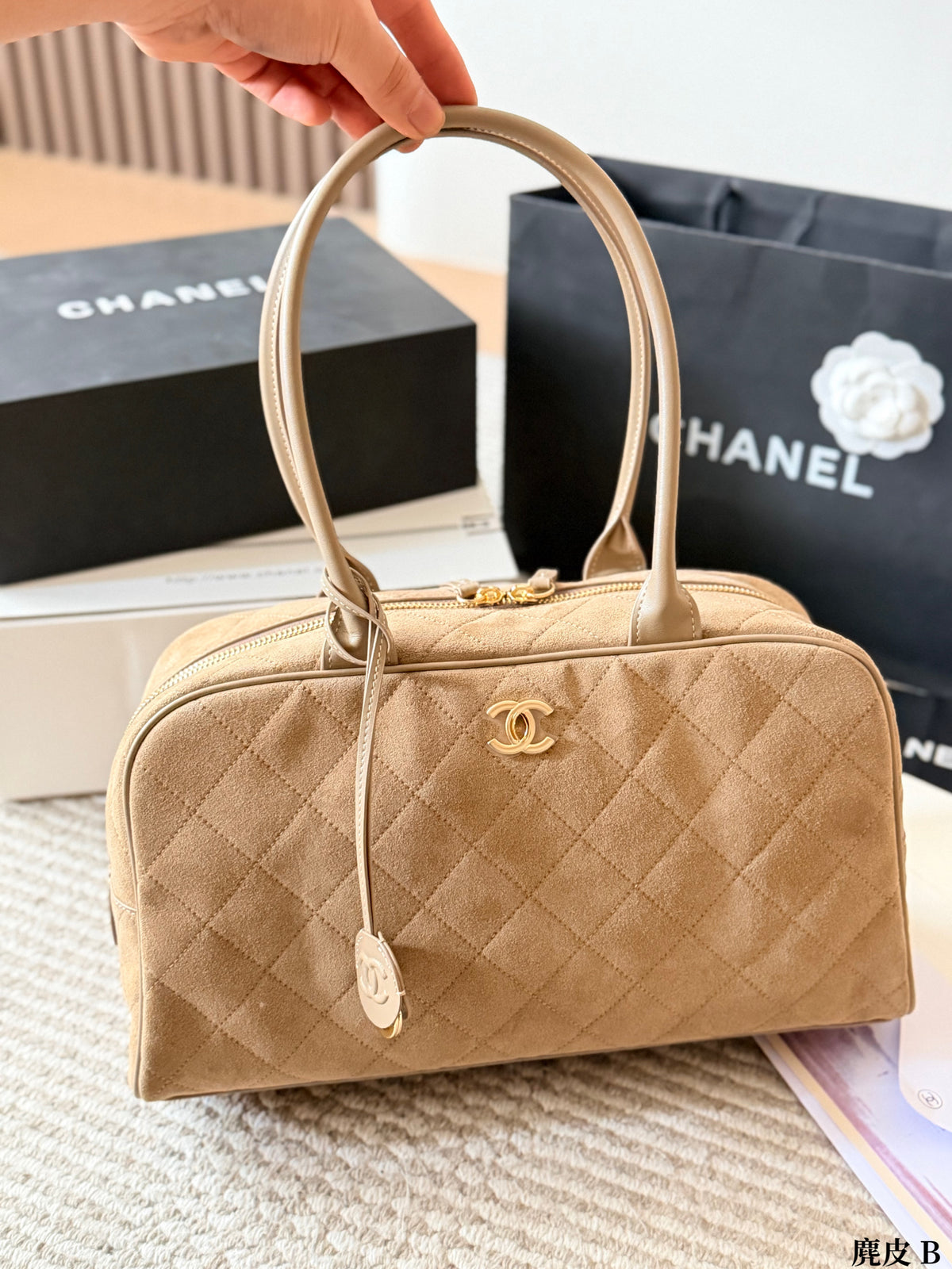 Quilted Suede Bowling Bag — view 11