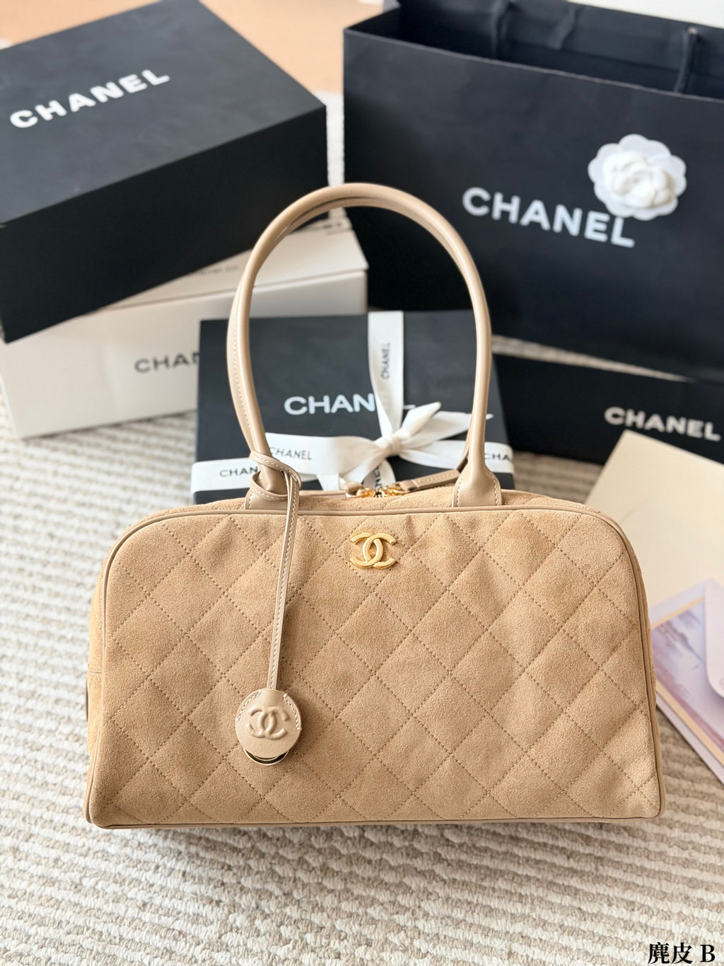 Quilted Suede Bowling Bag — view 14