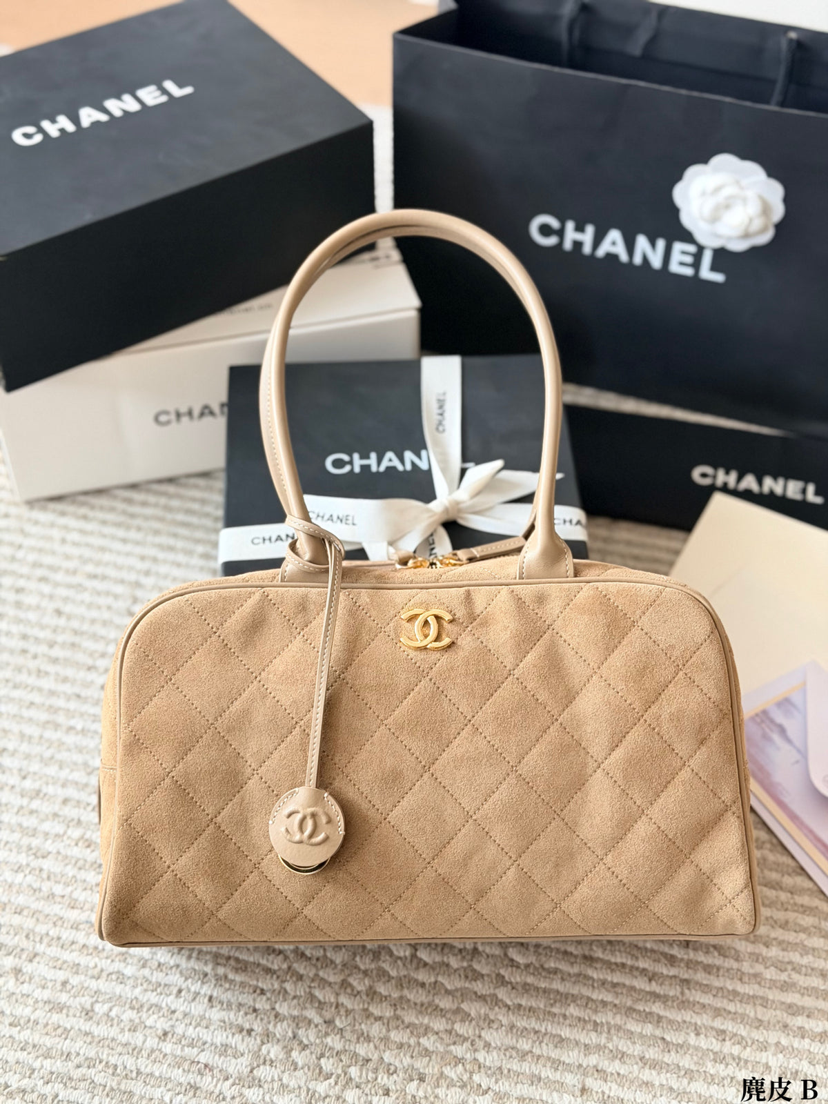 Quilted Suede Bowling Bag — view 14