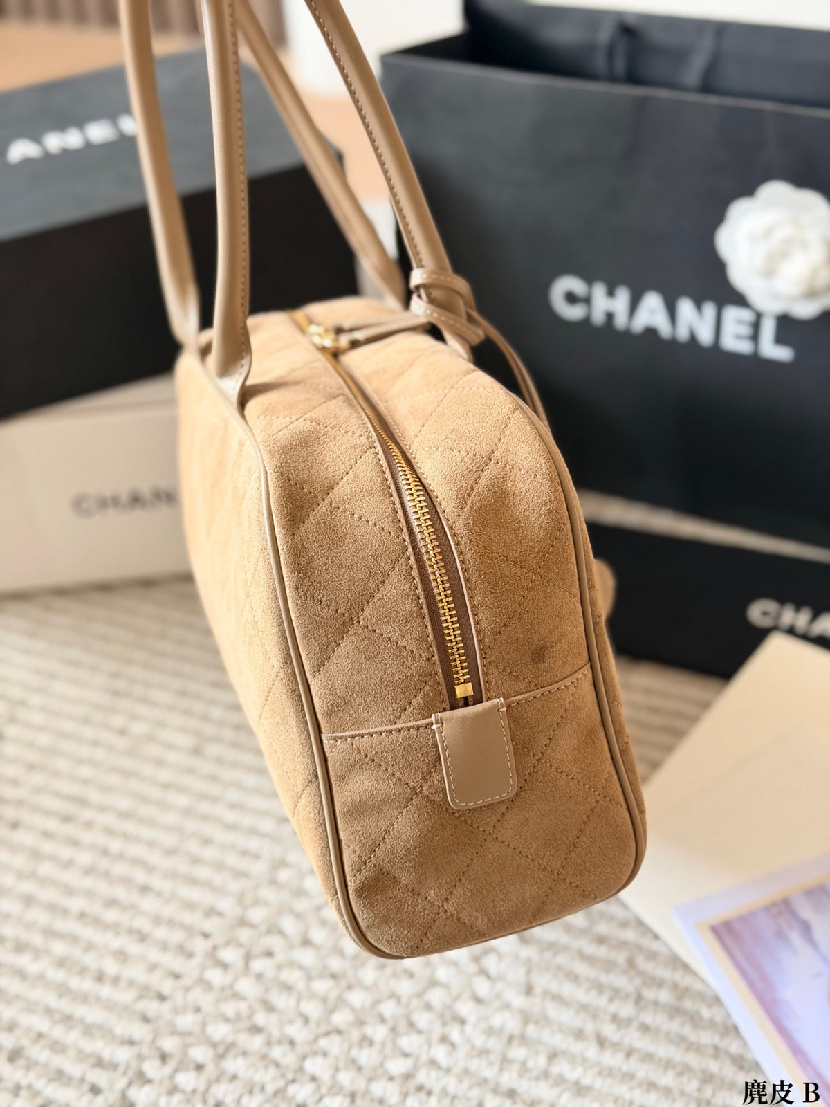 Quilted Suede Bowling Bag — view 16