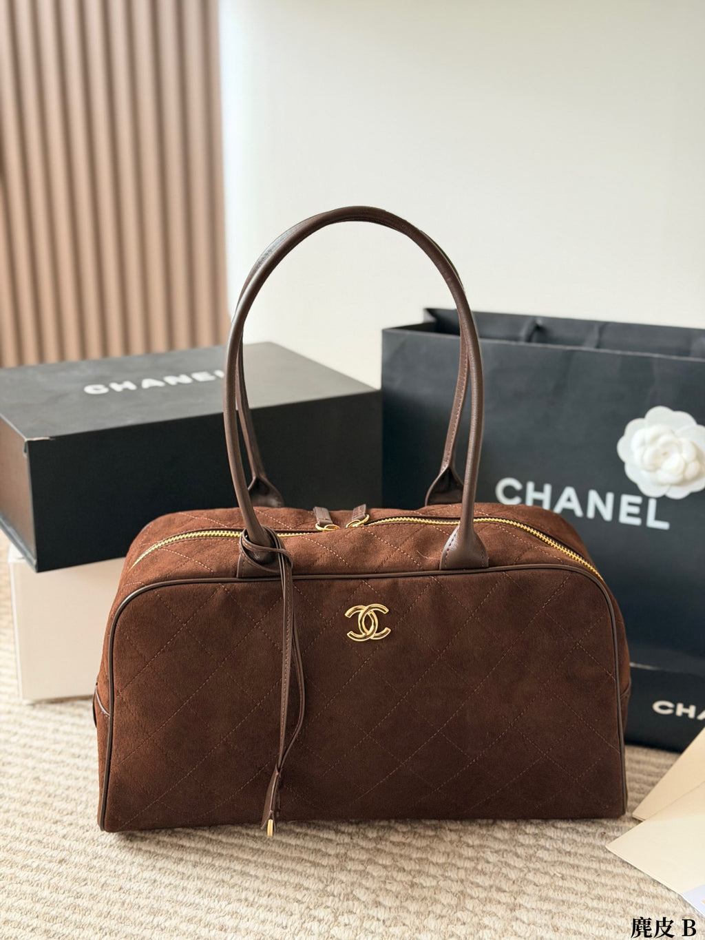 Quilted Suede Bowling Bag — view 4