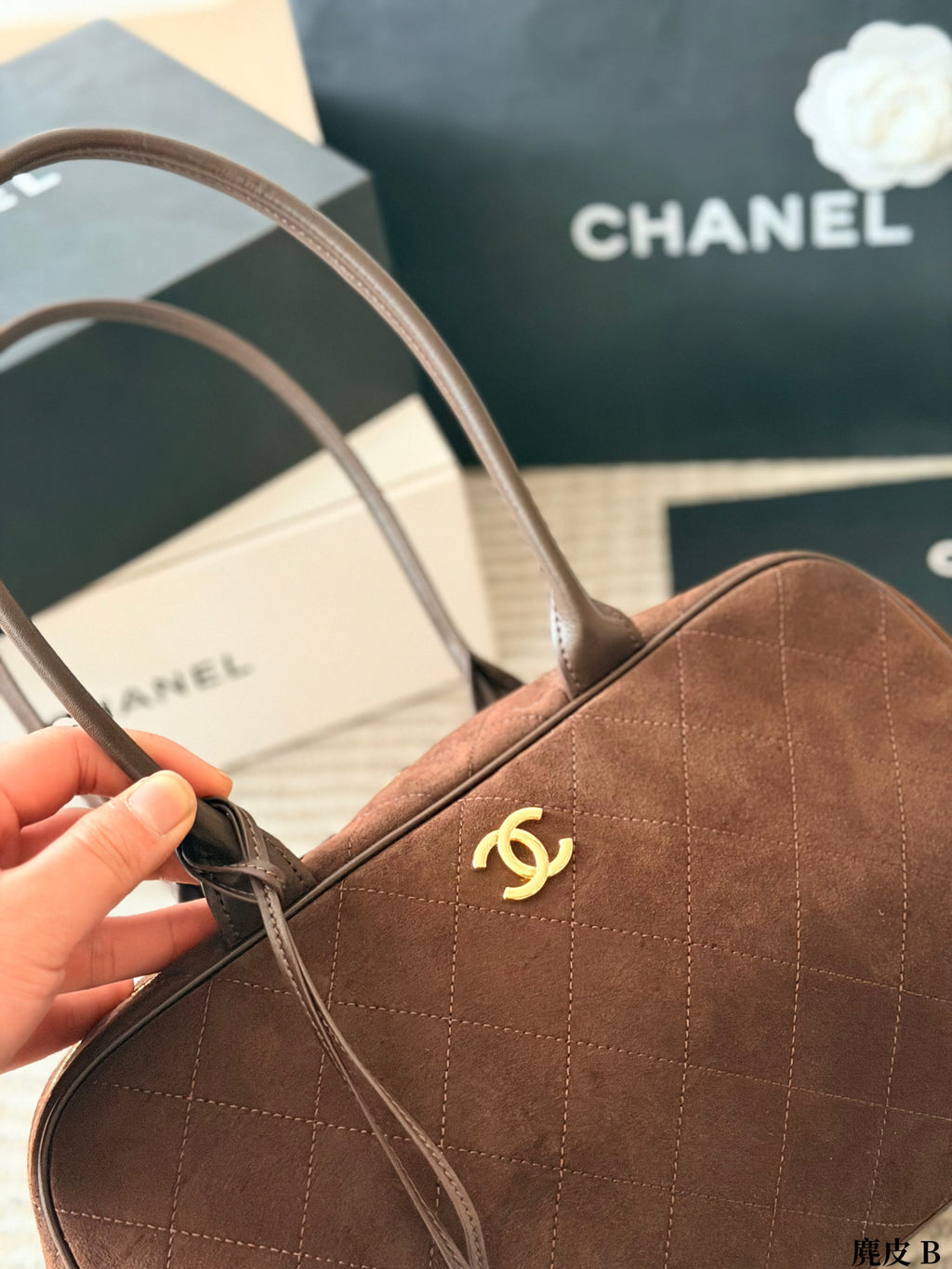 Quilted Suede Bowling Bag — view 6
