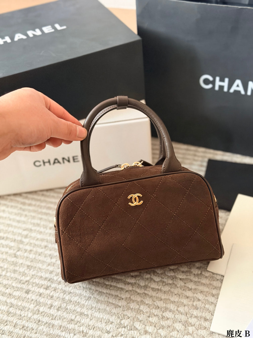 Quilted Suede Mini Dome Bag — view 4