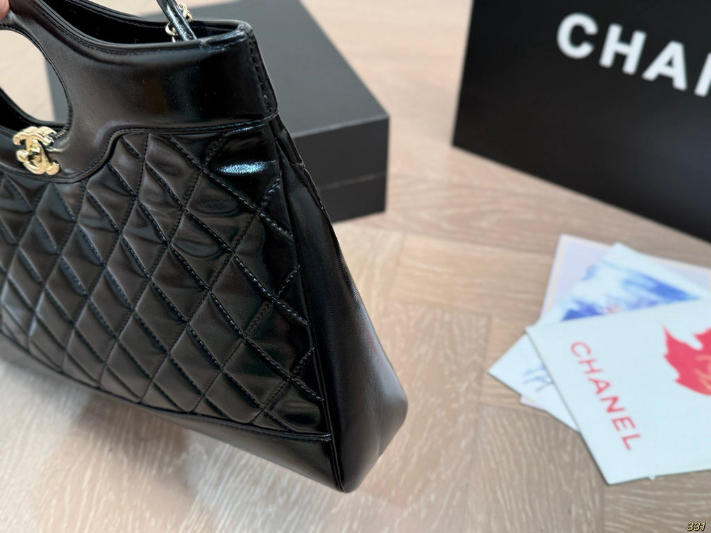 Black Quilted Cutout-Handle Tote — view 1