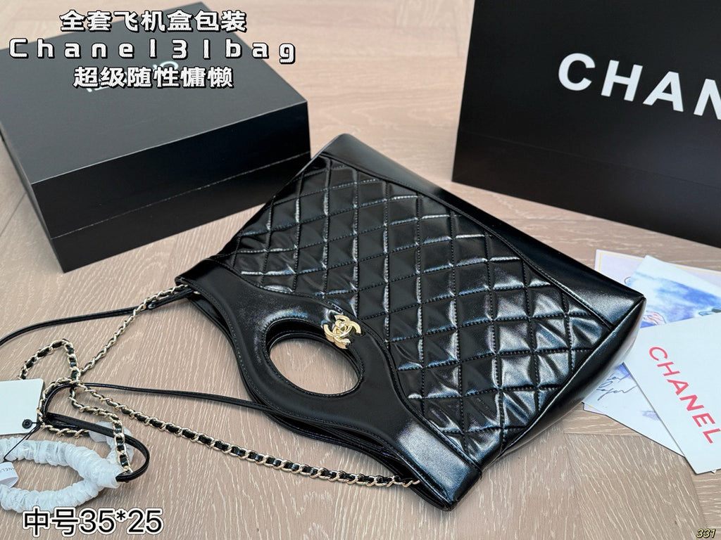 Black Quilted Cutout-Handle Tote — view 3