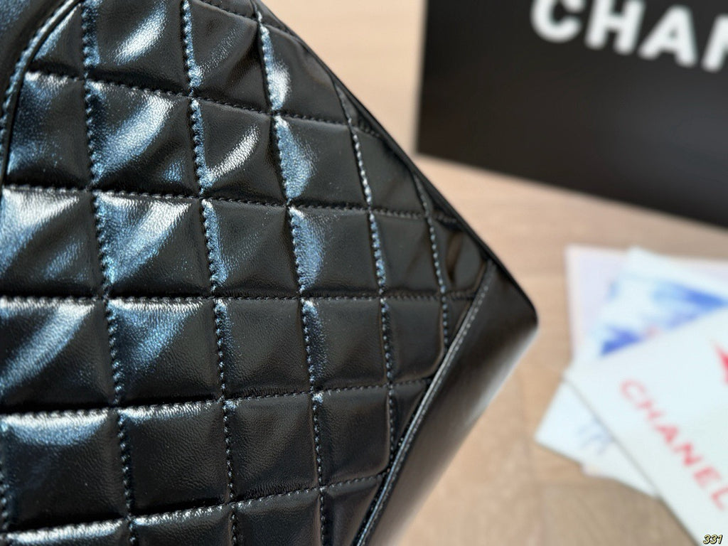 Black Quilted Cutout-Handle Tote — view 5